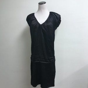 Morgane Le Fay black silk short sleeve midi dress M